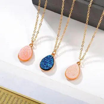 

Sweet Crystal Cluster Necklace For Women Water Drop Necklaces & Pendants Jewelry New Creative Starry Necklace Charms Jewellery