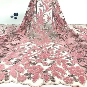 

2019 Latest African French Sequins Lace Fabric For Women Dress 2019 High Quality Nigerian Net Tulle Lace For Wedding Party