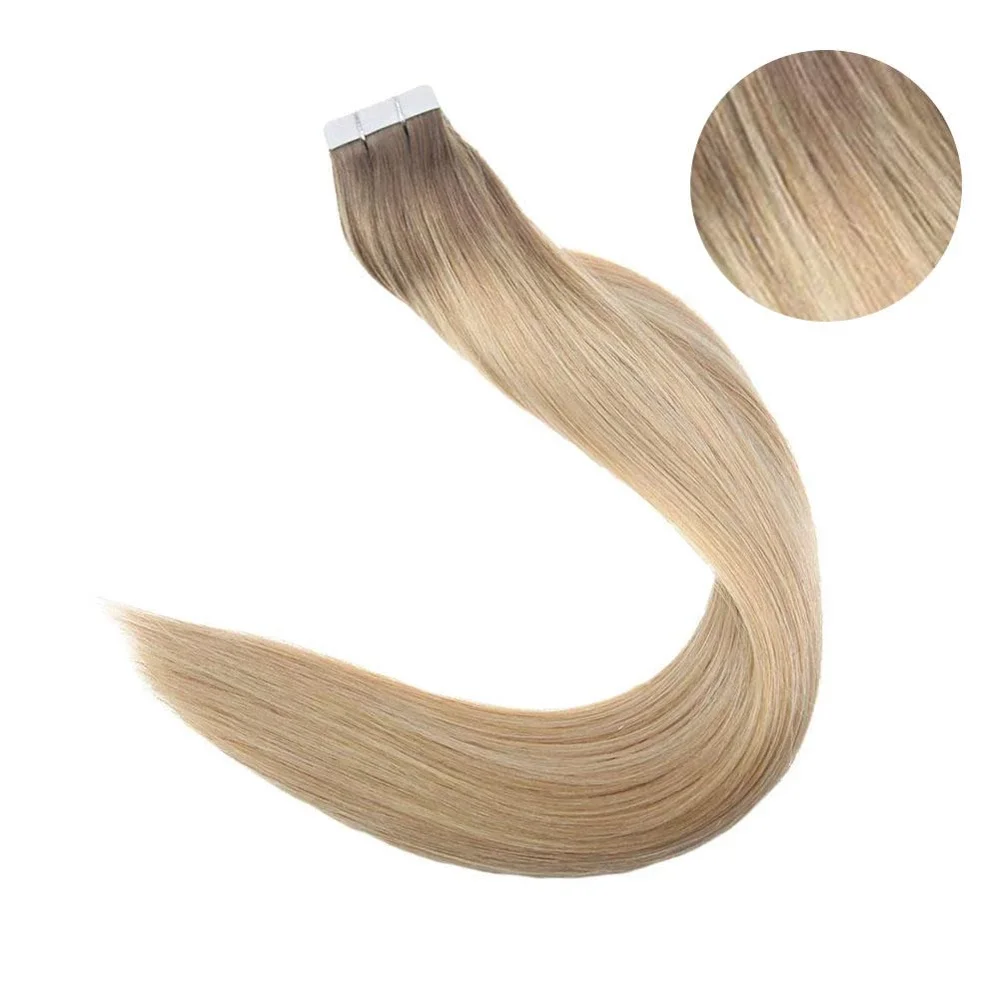 Полный блеск Balayage цвет омбер человеческие волосы на ленте для наращивания 20 шт 50 г блонд коричневый лента для наращивания машина сделано remy - Цвет: 6 27 60