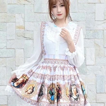 Принцесса сладкий Лолита Юбки японский принт леди Лолита Сладкий девушка кружева половина-длинный пояс юбка для женщин GZWY001