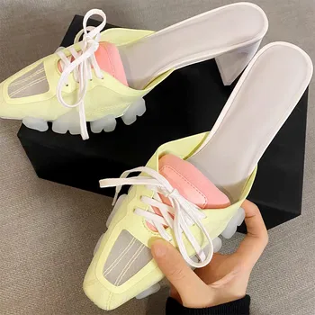 

Women Slippers Crocodile Head PVC Sole Lace-Up Mules Shoes Women Sport Slides 2020 new Summer Celebrity Ladies Footwear Sandals