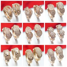 17 различных стилей, серьги-кольца из розового золота с кристаллами для женщин, маленькие золотые кольца, милые ювелирные изделия