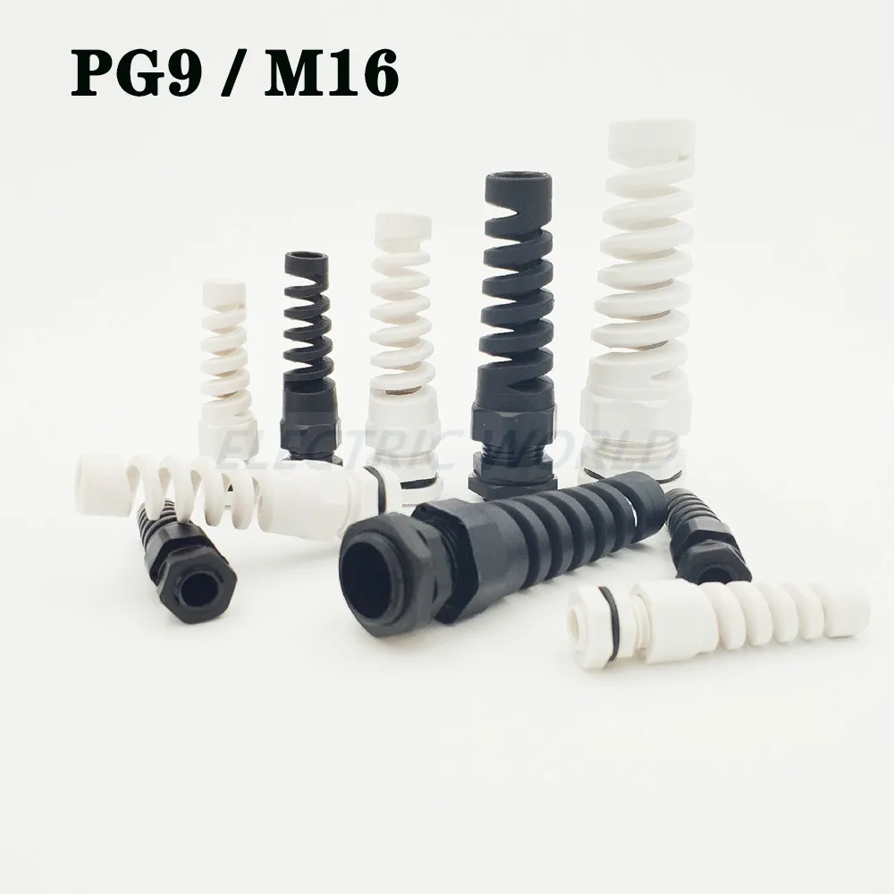 Nylon Cable glands PG9 M16 waterproof cable connectors thread gland rubber wiring conduit IP68 Anti-bending plastic cable sleeve