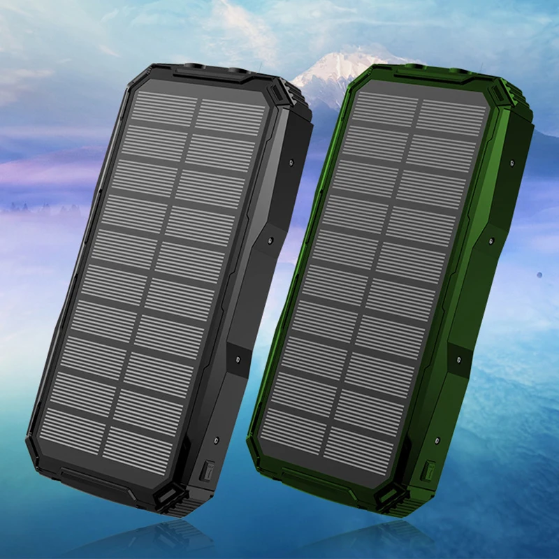 samsung battery pack 20000mAh Solar Power Bank Portable Solar Panel Charger External Battery Pack Powerbank for iPhone 12 iPad Macbook Phones Tablets pebble power bank