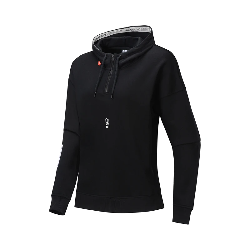 Li-Ning Женская баскетбольная Толстовка BAD FIVE, теплая, флисовая, свободная, полиэстер, хлопок, подкладка, спортивный свитер с капюшоном, AWDP428 COND19
