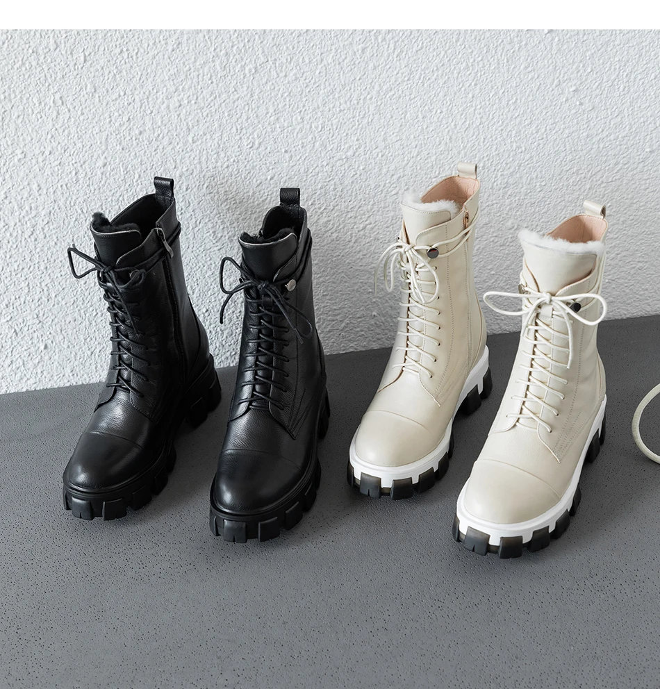 Большие размеры 34-43; новые ботинки; женская обувь; новые зимние ботинки из натуральной кожи; женские повседневные Ботинки martin в стиле милитари; женские шерстяные зимние ботинки