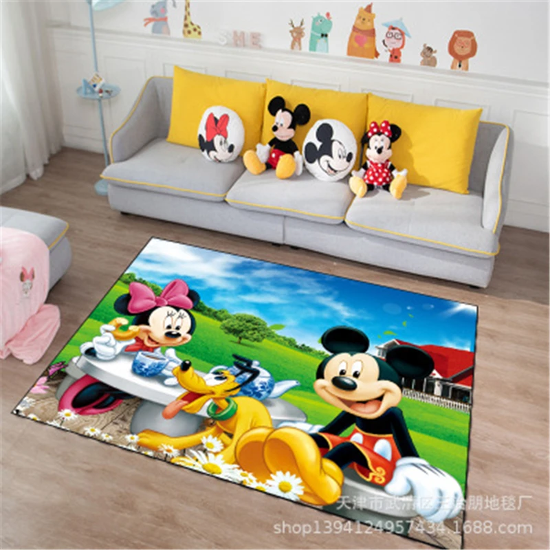 Дверной коврик с Микки и Минни Маус, детский игровой коврик для мальчиков и девочек, ковер для спальни, кухни, внутренний коврик для ванной - Цвет: 80x160cm