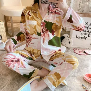 

Floral Pajamas for Women Cotton Pijama Inverno Feminina Home Clothes for Women Sleepwear Set Home Suit Winter Pyjamas Women