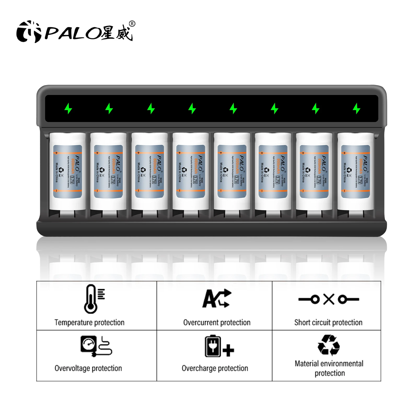 

PALO Original 3.7V 800mAh Lithium Li-ion 16340 16350 Battery CR123A Rechargeable Batteries CR123 For Laser Pen LED Flashlight