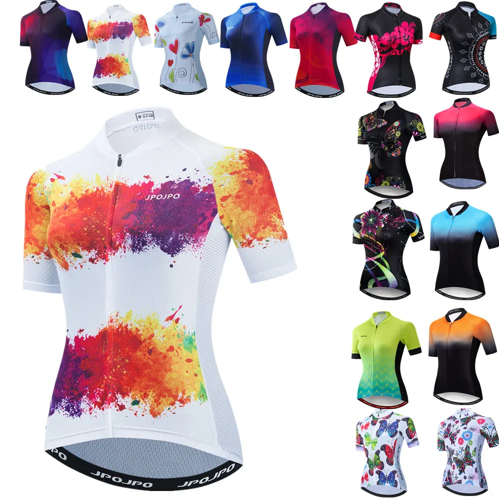 Cycling shirt Women Bike Mountain Road MTB Top Female Bicycle Shirt Short Sleeve Racing Riding Clothing Summer Lady Orange pink