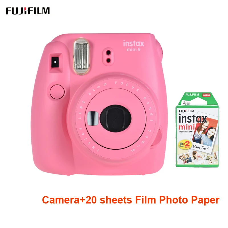 Новая фотокамера моментальной печати Fujifilm Instax Mini 9 5 цветов+ 20 листов фотобумаги аксессуары для фотосъемки - Цвет: Pink