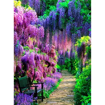 

Full Diy Diamond Painting Wisteria Flower Garden 5D Cross Stitch Diamond Embroidery Home Decor Mosaic By Rhinestone Sale