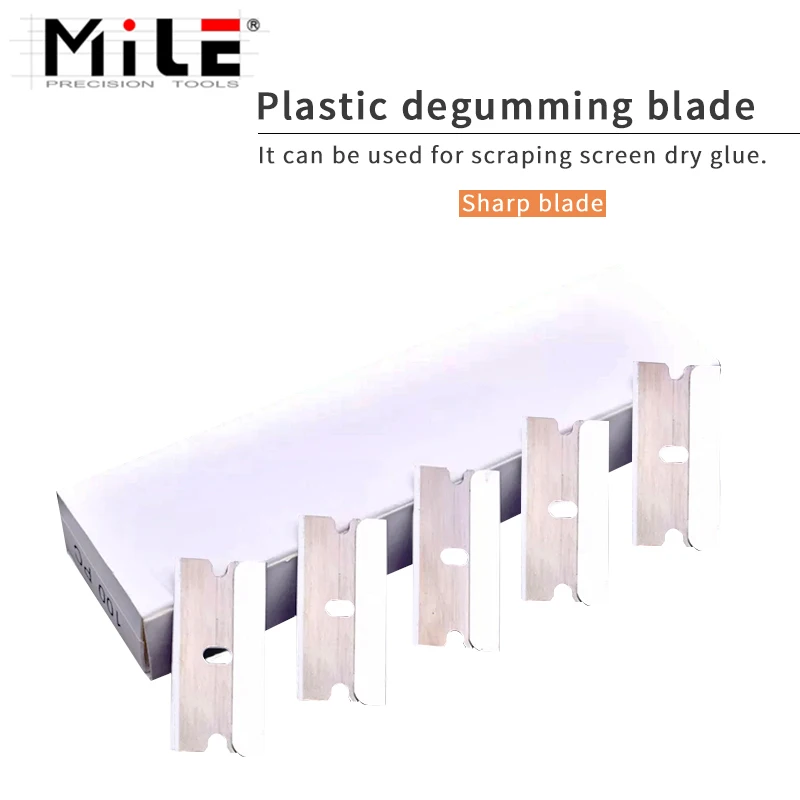 

MILE 100pcs Double Edged Razor Scraper Window Glass Car Cleaning Tool Vinyl Film Sticker Glue Remover Squeegee