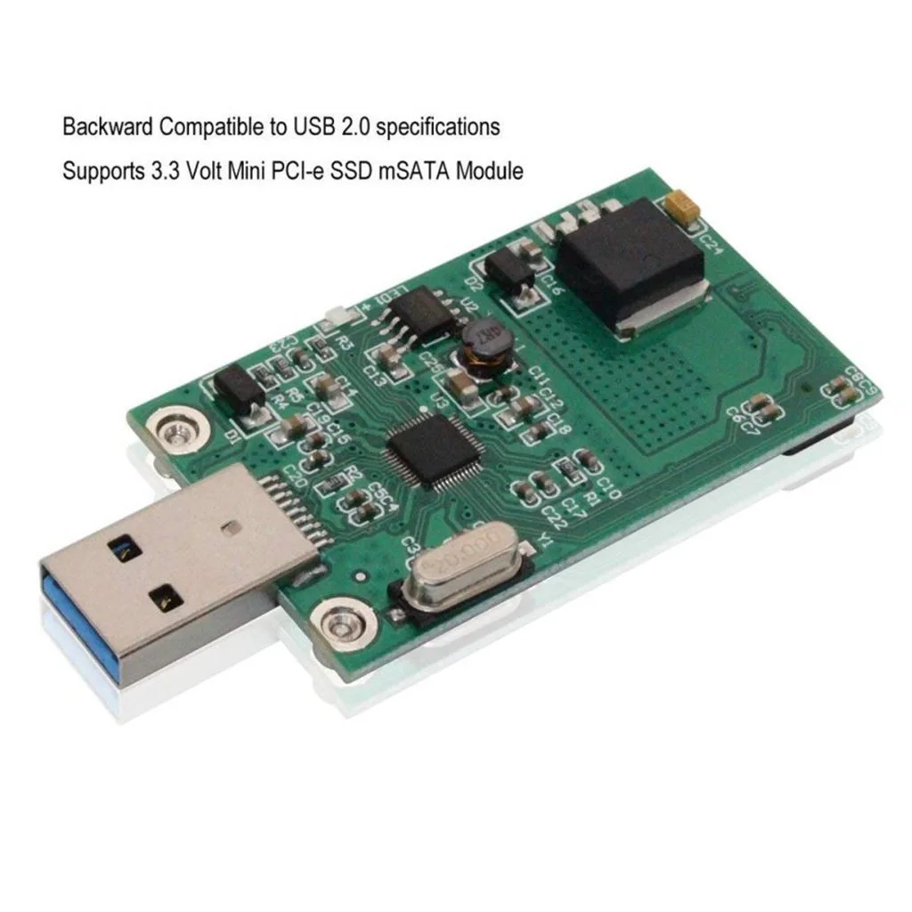 1pcs Mini PCI-e MSATA SSD To USB3.0 Converter For 1.8 
