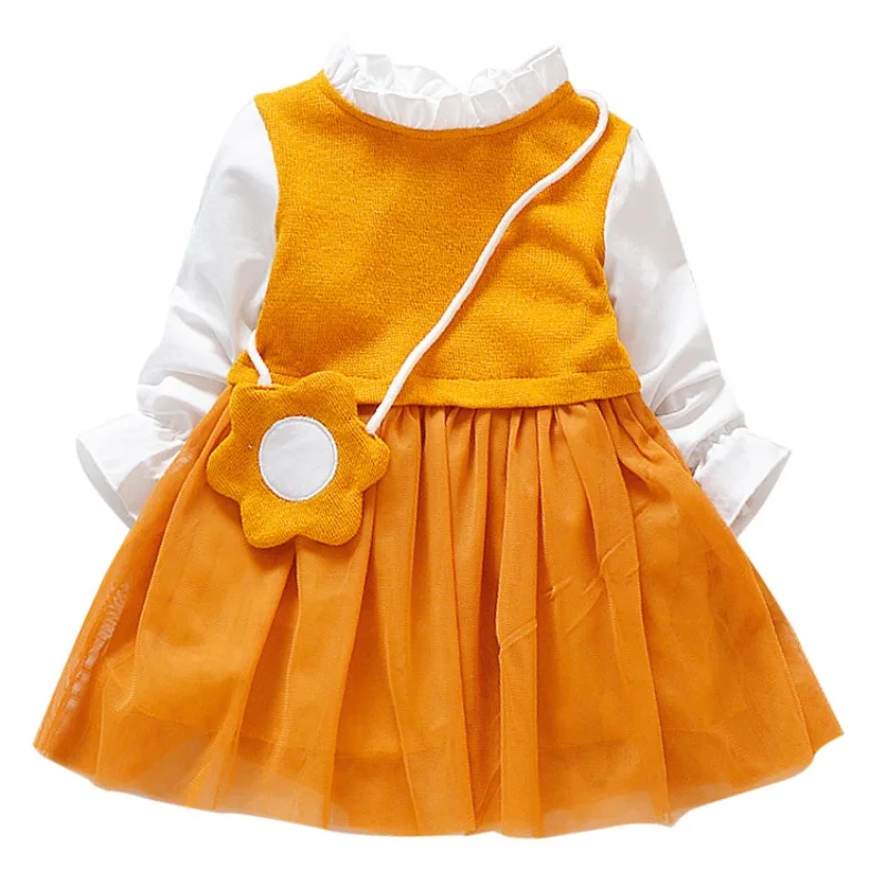 Платье для маленьких девочек; От 1 до 4 лет Детские платья-пачки с длинными рукавами; детское платье принцессы с сумочкой; красивая одежда для маленьких девочек; Сарафан - Цвет: Y