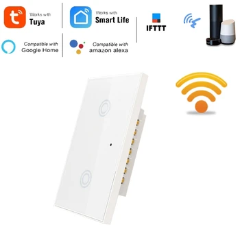 

2Gang Smart Wifi Wall Light Press Switch Remote Control Smart Life Tuya APP Work with Alexa Echo Google Home US Version