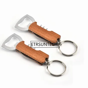 

200pcs/lot Portable Durable Stainless Steel Keychain Corrosion-Resistant Anti Wear Keyring Red Wine Bottle Opener Key Chians