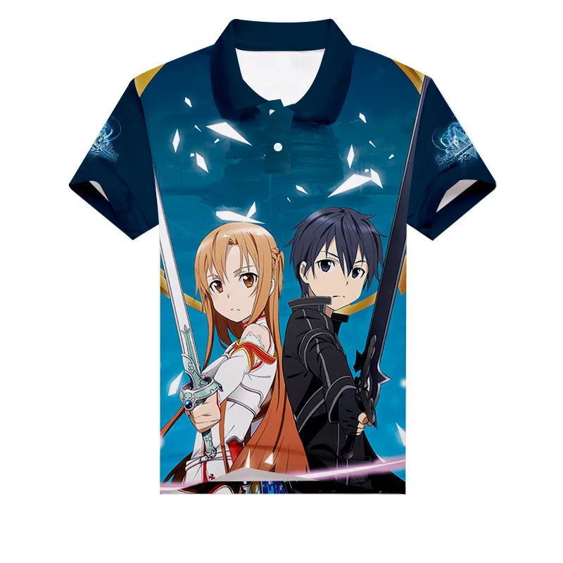 D Футболка Поло Kazuto Asuna с 3D принтом аниме Sword Art Online SAO, мужская спортивная Подростковая футболка для гольфа, летняя теннисная футболка с коротким рукавом - Цвет: D