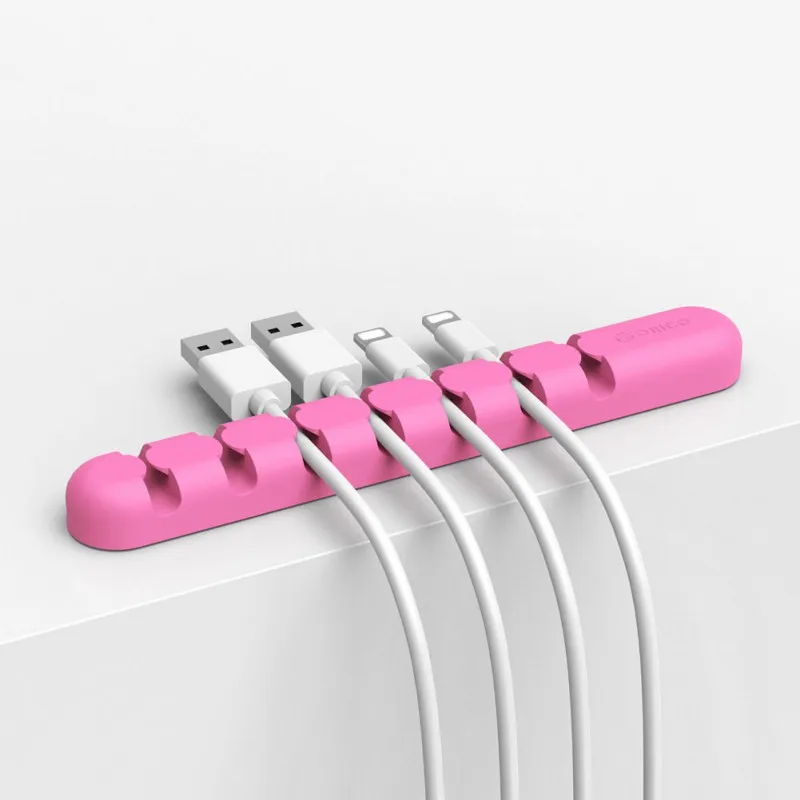Розовый Держатель для usb-кабеля силиконовые Кабельные прихваты гибкий кабель намотки управление зажимы держатель для мыши клавиатуры наушники гарнитура - Цвет: Розовый