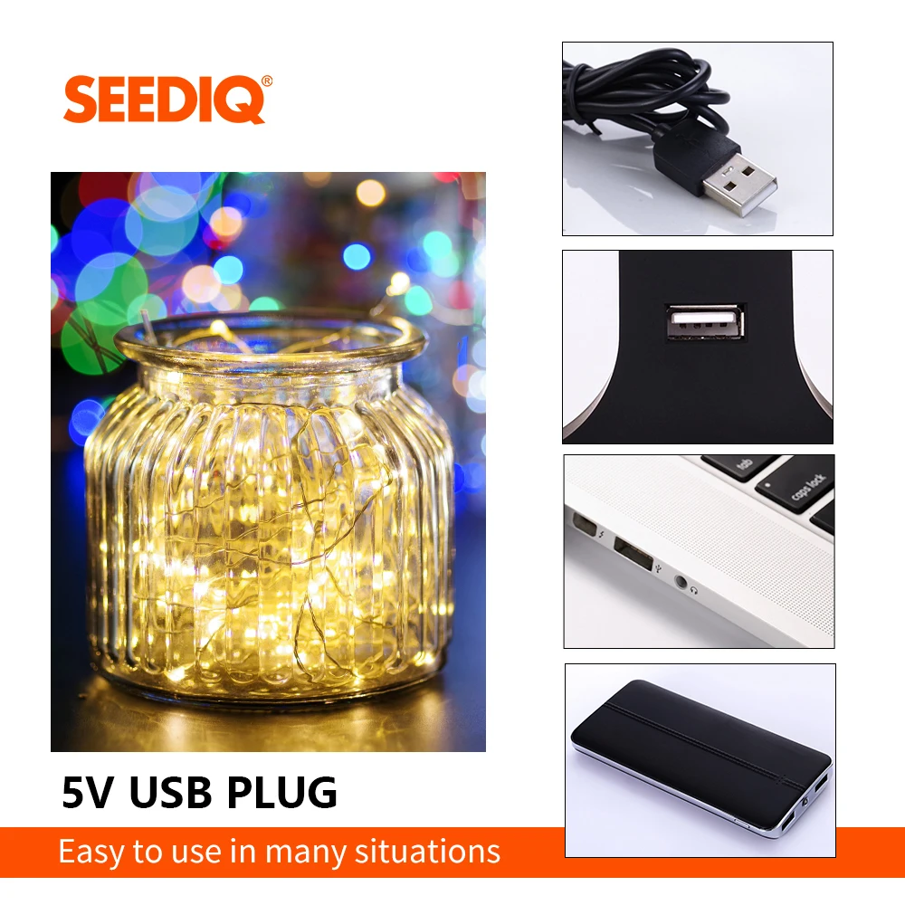 10 м светодиодный светильник шнура USB многоцветный белый теплый Сказочный