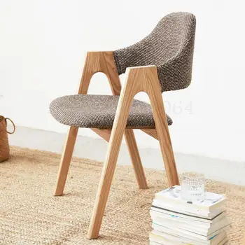 

All Solid Wood Dining Chair Fashion Fabric Design Fraxinus Mandshurica Full Solid Wood Desk Chair Leisure Chair