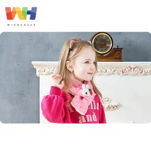 Детский зимний шарф из Южной Кореи, теплый шарф для шеи, вязаный шарф с кольцом, флисовый шейный воротник с мультяшным Кроликом, морковкой, шейный платок