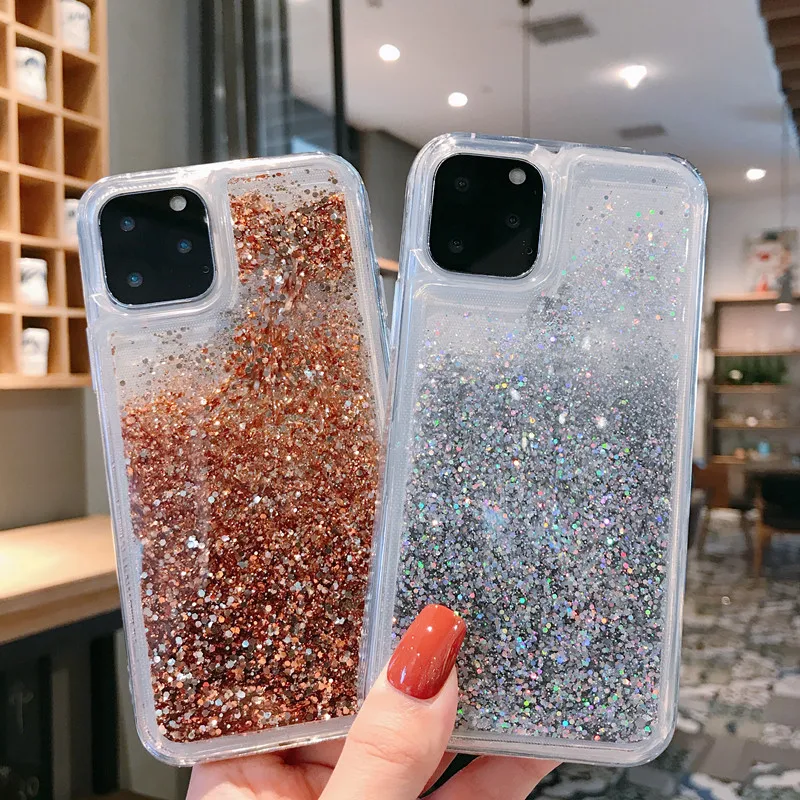 

Bling Liquid Quicksand Phone Case For iPhone 11 Pro Max 7 8 Plus Shiny Stars PC+ TPU Glitter Cover For iPhone XS XR 6s