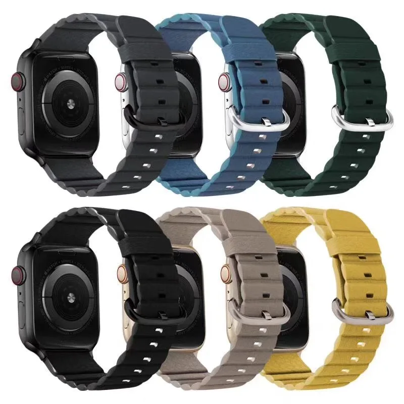 Влиятельная Петля из натуральной кожи 44 мм для iWatch ремешок серии 1 2 3 4 5 40 Apple Watch 42 38
