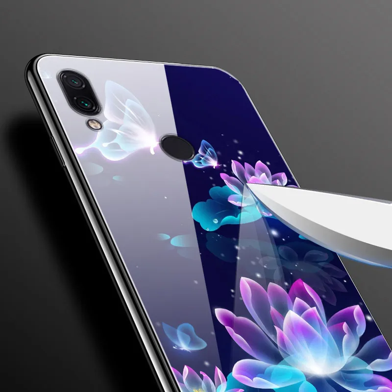 Окрашенный стеклянный чехол для Xiaomi Redmi 7, силиконовый бампер, закаленное покрытие для Redmi 7A, чехол для Redmi 6 6A, чехол Redmi5 5plus