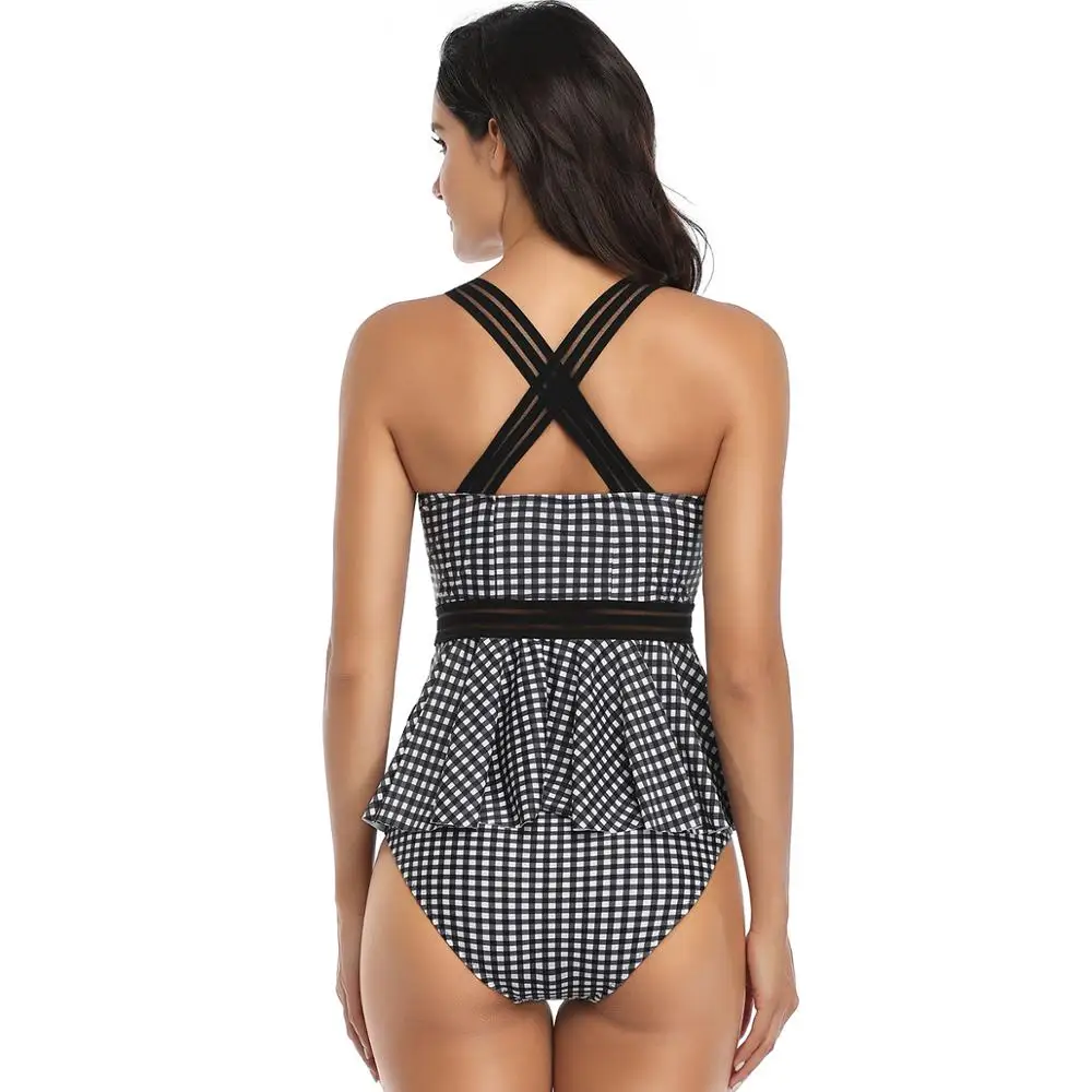 TYAKKVE 2020 Sexy Women Print High Neck Bandage Cross Back Neck Tankini women�summer�swimwear