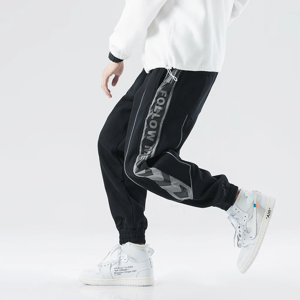 

Vertical Ze Produced 18aw National Trends Winter Popular Brand plus Velvet Sweatpants Cordon Reflective Thick Athletic Pants Fas