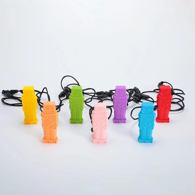 1 шт. Сенсорное жевательное ожерелье в форме робота Chewy дети силиконовые кусающий карандаш Топпер Прорезыватель игрушка