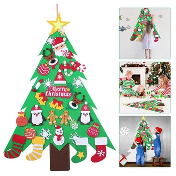 

Newly DIY Felt Christmas Tree Wall-Mounted Party Home Ornament for Kids Xmas Gift