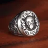 Unique 316L Stainless Steel Men Jewelry Vintage Handmade Engraving Skull Ring Gothic Skeleton Punk Ring Boyfriend Halloween Gift ► Photo 1/6