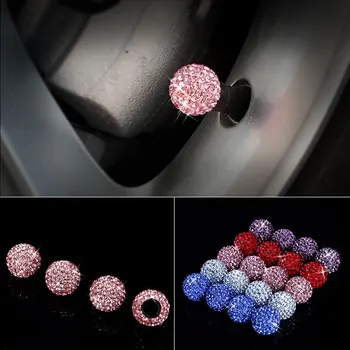 

4Pcs/Lot Soft Clay Rhinestone Car Tire Valve Caps Diamond Shining Tire Cap Dustproof Caps Car Accessories