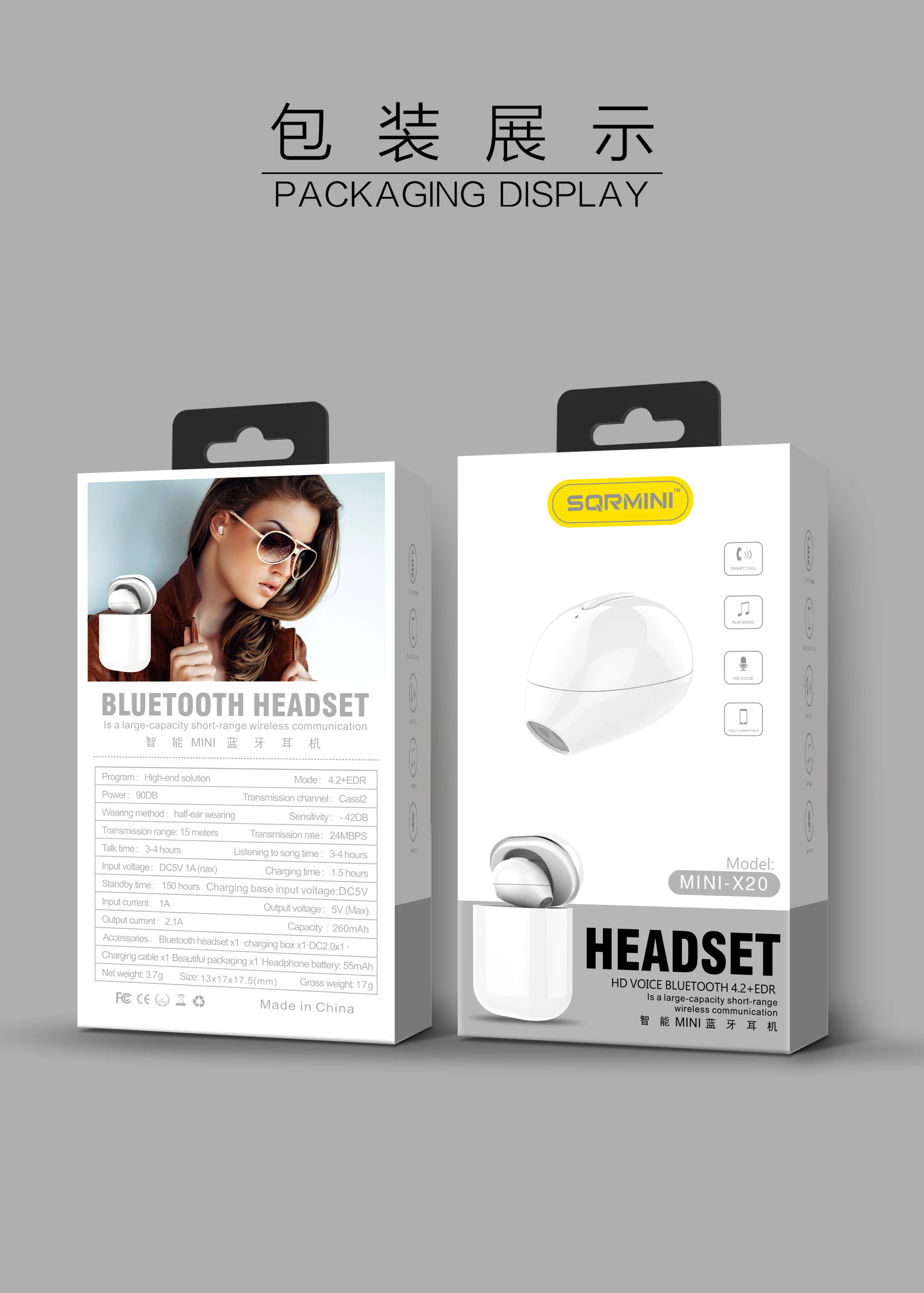 Mini Pods Invisible Bluetooth Car Earphone with Microphone/Waterproof/Nano Size/One key control/Charing Case/15Hours Playtime
