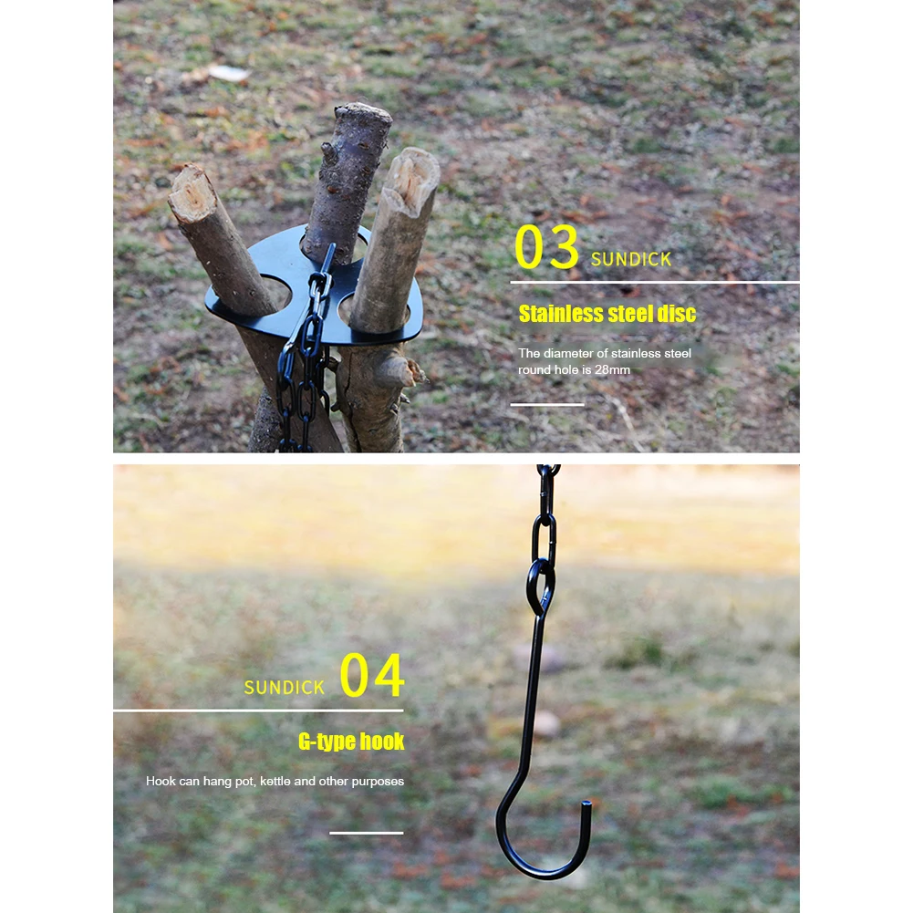 Portable Detachable Outdoor Barbecue Tripod Hanging Rack Stainless Steel Camping Campfire Grill Pot Triangle Hanger Stand Set barbecue grill