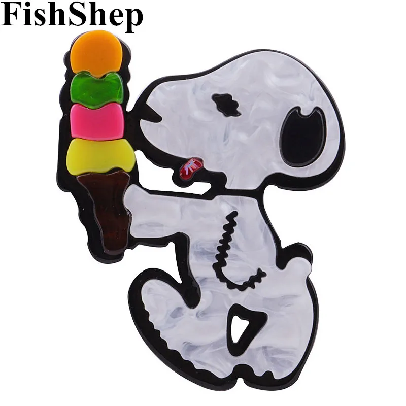 FishSheep в виде милой собачки мороженое акриловые брошки значки для женщин дети