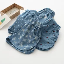 Джинсовые шорты в Корейском стиле для девочек с принтом фруктов; сезон лето; Новинка 22115 года; детская одежда; 19