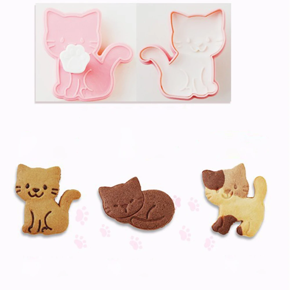 3 шт./компл. милый кот для приготовления печенья Fondant (сахарная) резец с