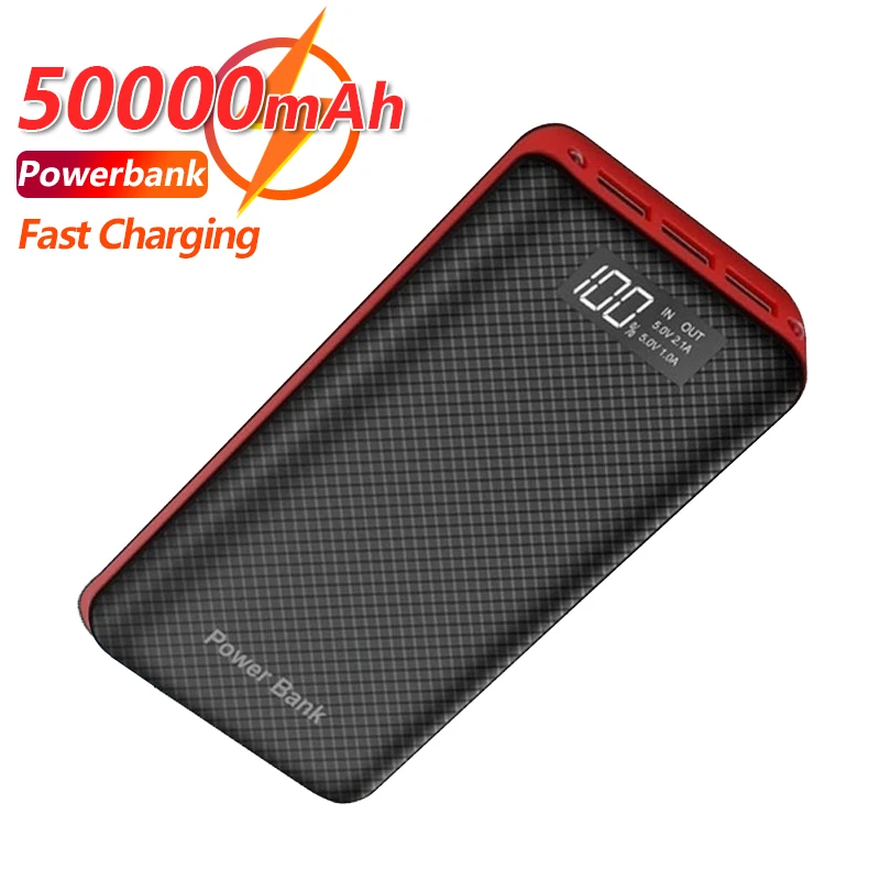 best power bank 50000mAh Mini Power Bank with Digital Display Portable Charge Powerbank Built In Cables External Battery Fast Charger For iPhone battery bank