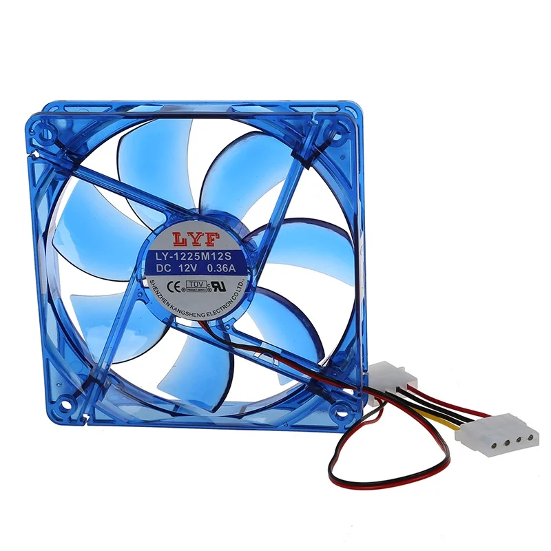 DC 12V 4-Pin 4 Blue LED PC Computer Enclosure Fan 120 x 25 mm