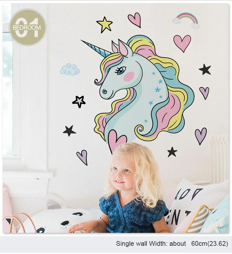 Removable Unicorn Wall Decals Stickers Decor