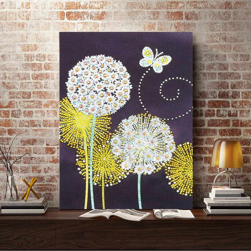 RUBOS DIY 5D Diamond Painting Mosaic Dandelion Plant Butterfly Diamond Embroidery Big Stone Bead Picture Rhinestone Sale Sticker (2)