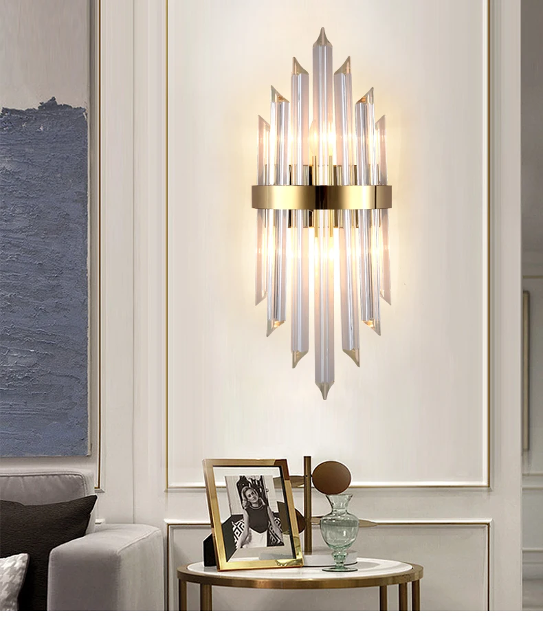 Modern contracted living room crystal wall lamp light luxury background wall hotel bedroom bedside continental corridor light
