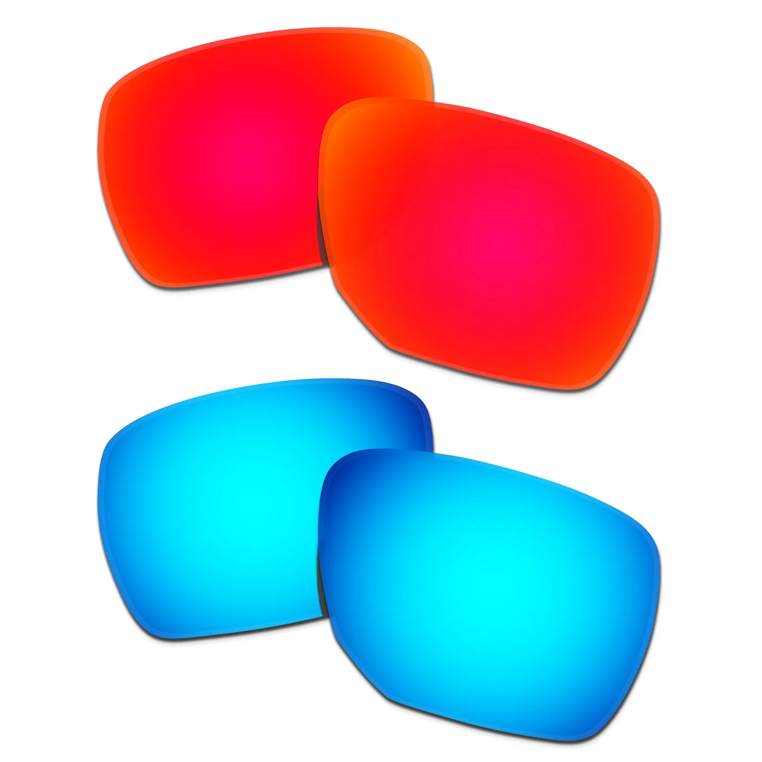 

HKUCO Polarized Replacement Lenses For Ejector OO4142 Sunglasses Red/Blue 2 Pairs