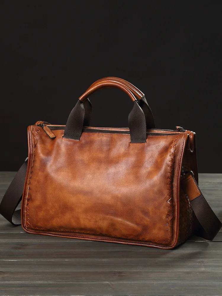 Special  Handwork Messenger Bag men's genuine leather handbags shoulder bags Male briefcases laptop Crossbod
