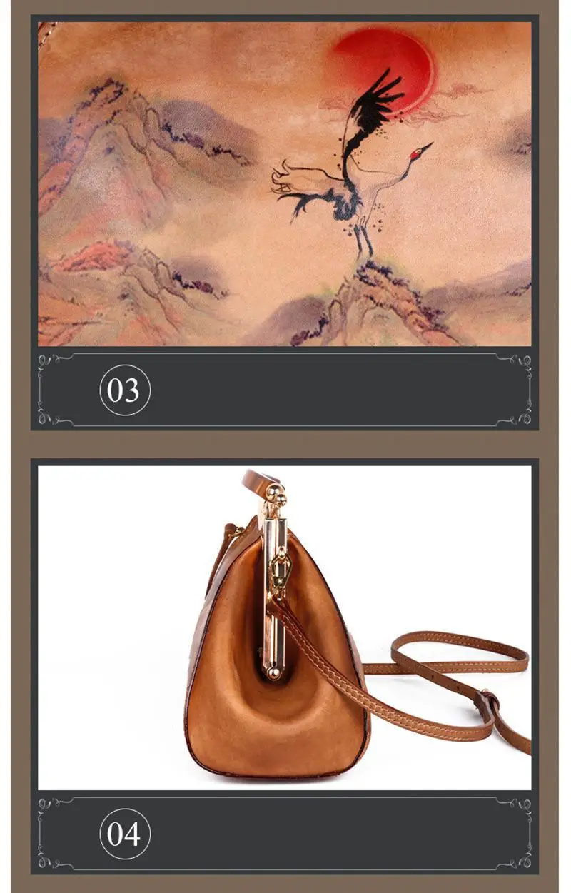 Johnature retro artesanal de couro genuíno bolsa
