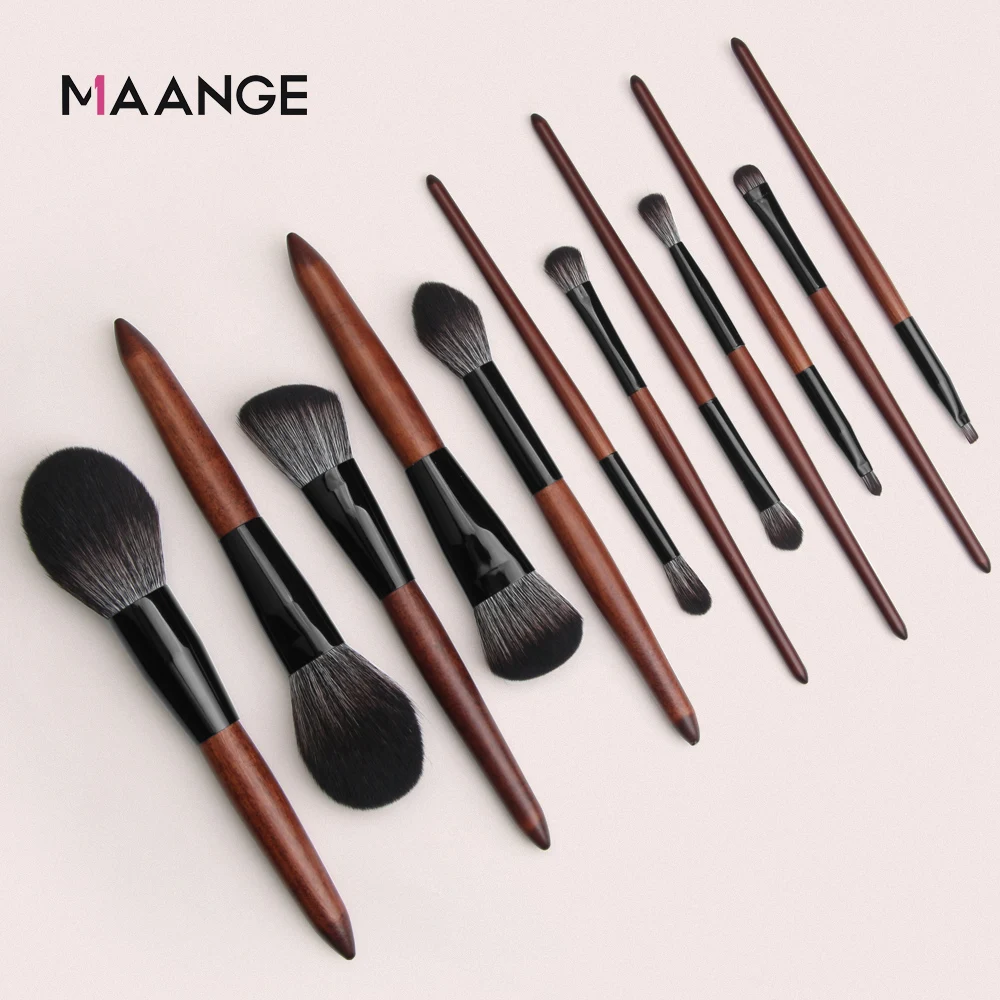 MAANGE, 12 шт., набор кистей для макияжа, косметическая основа, пудра, румяна, тени для век, кисть для губ, деревянная Кисть для макияжа, набор инструментов, Maquiagem