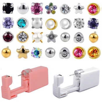 

Pair Disposable Sterile Ear Piercer For toddlers White&Pink Ear Tragus Piercing Gun Baby NO PAIN ear piercing unit tool kit